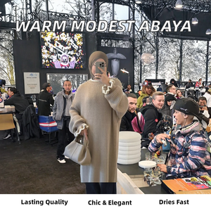 2026 New Elegant Sweater Abaya Winter Classic <b>Islamic</b> <b>Clothing</b> Modest Women's Floor Length Wave Cuff Warm Closed Abaya - Product Image 2