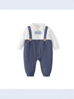Baby-Strampler Frühling Herbst Outfit Neugeborenen 100-Tage Erster Geburtstag Kleidung Gentleman-Stil Bodysuit Baumwolle Leichtgewicht