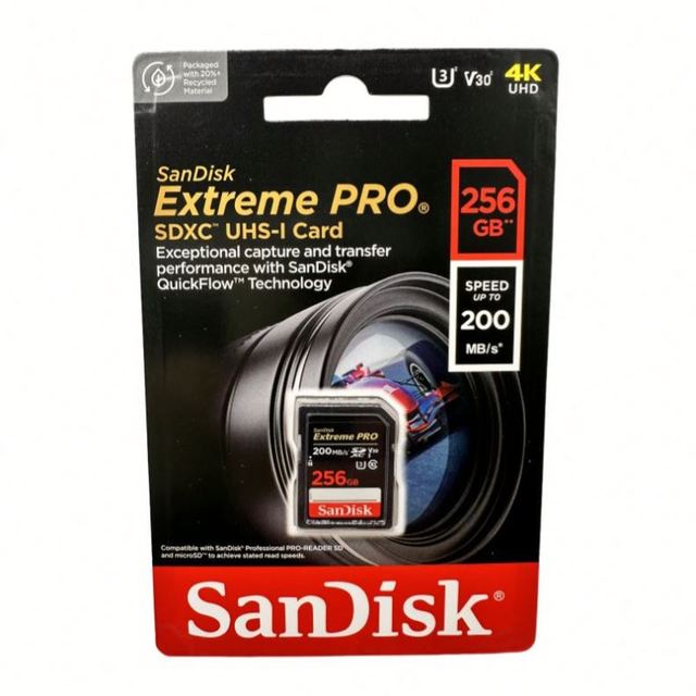 SDSDXXY Plastic SD Card for SDXC U3 V30 256GB with 170MB/s Read & 90MB/s Write Speed