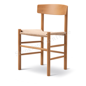 Chaise de salle à manger en bois de frêne de couleur noyer, prix de gros américain, tissage de siège, café, restaurant, chaise de salle à manger Borge Mogensen, chaises avec dossier - Product Image 4