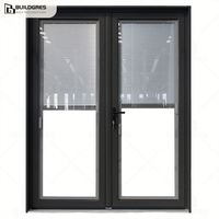 Porte battante en aluminium insonorisée Buildgres, fournisseur moderne de Foshan, porte vitrée étanche pour projet d'aménagement intérieur d'hôtel