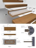 Escalier flottant design en acier et bois avec garde-corps en verre pour appartement, maison intelligente, intérieur – Escalier modulaire durable et facile à assembler