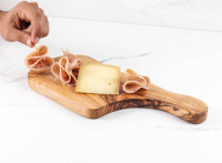 Planche à découper rustique en bois d'olivier tunisien, faite à la main, naturelle, avec poignées, ustensile de cuisine, fabriquée en Tunisie, 10