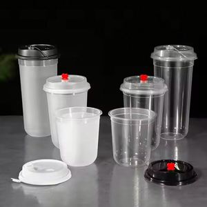 Gobelets en plastique jetables écologiques avec logo personnalisé, couvercle en forme de U transparent, 9-22 oz, gobelets à paroi simple givrés pour dessert, café, lait, thé - Product Image 4