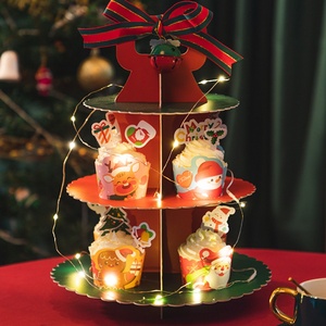 Christmas Cupcake Packaging <b>Box</b> Multi Layer Cake Portable Packaging Bento Dessert Stand - Product Image 4