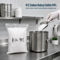 K12 SLS Sulfate de dodecyle sodique, cristal blanc aiguille, tensioactif anionique, qualité détergente, fournisseur en gros OEM ODM