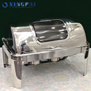 XINGPAI Vente en gros Réchauffeur d'aliments de luxe Réchaud en acier inoxydable pour hôtel commercial et restauration Ensemble buffet avec couvercle argenté - Product Image 3