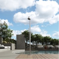Douche extérieure en nickel brossé antirouille, commande à bouton 2 fonctions, douche apparente pour piscine et plage