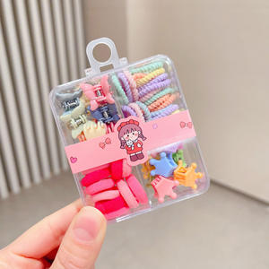 Juego en caja de bandas elásticas de color caramelo para el cabello no dañinas para niños lazos y pinzas de plástico para el cabello - Product Image 6