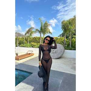 Robe de plage en tulle noire Eliza, élégante, pour couvrir les maillots de bain - Product Image 2