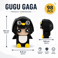 98 pièces de mini blocs de construction GUGU GAGA, figurine de pingouin, jouet de construction DIY, ensemble de décoration de bureau à collectionner, cadeau éducatif pour enfant