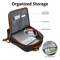 Sac à dos pour ordinateur portable avec logo personnalisé, 15,6 pouces, sac de voyage d'affaires, grande capacité, sac à dos pour ordinateur avec port USB pour hommes et femmes