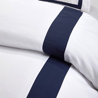 Hotel White 3pcs Textiles Patchwork Blanc avec Bleu Marine Polyester Tissu Ensembles de Literie Housse de Couette Ensemble Grossiste