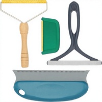 Lot de 4 outils manuels en bois pour enlever les poils d'animaux, grattoir réutilisable pour tapis, pour chat et chien, à utiliser sur les vêtements, la literie, les meubles, les tours pour animaux
