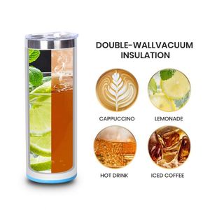 แก้วกาแฟสแตนเลสทรงตรงขนาด 20 ออนซ์ 600 มล. สลักลายด้วยเลเซอร์ ของขวัญ DIY เคลือบสีฝุ่น เก็บอุณหภูมิ พร้อมฝาปิด - Product Image 5