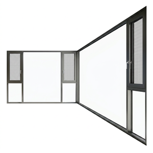 Deioux Aluminum Alloy Exterior Casement Window with Stainless Steel Insect Screen Double Tempered Glass Black Finish - Product Image 1