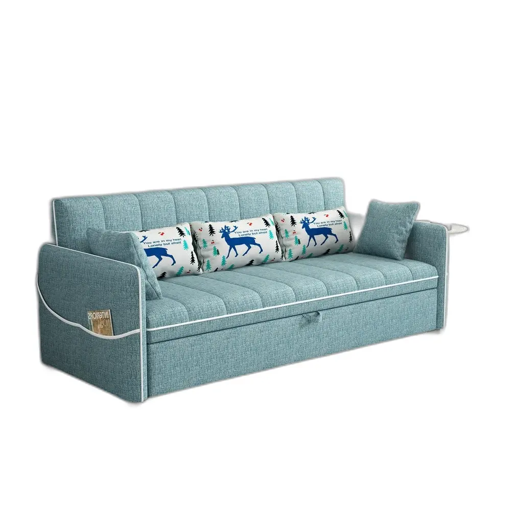 Nodic phong cách Inflatable biến đổi gấp nhung vải futon Sofa giường Kim Loại khung mềm mại và có thể gập lại cho nhà văn phòng