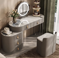 Coiffeuse professionnelle moderne en bois massif blanc avec miroir et 3 modes d'éclairage, pour chambre, appartement, hôtel