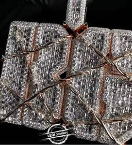 قلادة LEQI مخصصة من الذهب عيار 9-18 قيراط بتصميم شوكة - ألماس مختبري بقطع باجيت معتمد من IGI/GIA (مجوهرات فاخرة على طراز الهيب هوب) - Product Image 4