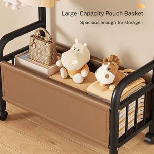 Porte-manteau mobile double tringle avec étagères de rangement double niveau, multifonctionnel, pour vêtements et accessoires - Product Image 5