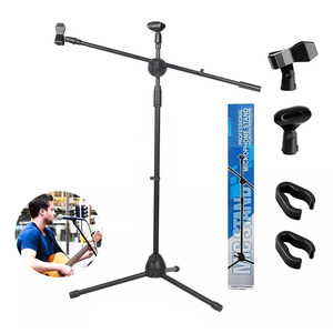 Giá đỡ micro đôi OEM bán buôn, chân đế micro sàn có <span class=keywords><strong>2</strong></span> kẹp micro, có thể điều chỉnh - Product Image 1