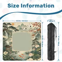 Tapis de jeu de Mahjong Shan Shui Paysage Chinois, motif Grue, Carpe Koi, Lotus, en caoutchouc antidérapant, avec sac de transport, pour Mahjong américain