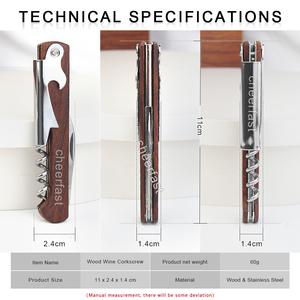 Sacacorchos de Madera para Vino, Diseño 3 <span class=keywords><strong>en</strong></span> 1, con Logotipo Personalizado para Vino Tinto, Venta al Por Mayor del Fabricante - Product Image 3