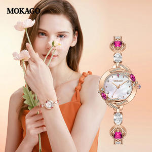 นาฬิกาข้อมือสตรีประดับเพชรสีโรสโกลด์ระดับไฮเอนด์กันน้ำสายทองแดง reloj luxus uhr - Product Image 1