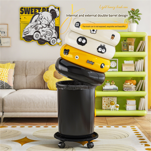 <span class=keywords><strong>Poubelle</strong></span> en plastique écologique de haute qualité au design moderne, à ouverture supérieure, ronde, avec roulettes, pour le <span class=keywords><strong>rangement</strong></span> à la maison et en <span class=keywords><strong>cuisine</strong></span> - Product Image 4