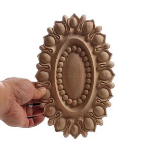 2023 2 pièces Appliques en bois européennes décoratives en bois sculpté décalcomanie non peinte sculpture pour meubles porte <span class=keywords><strong>lit</strong></span> armoire - Product Image 3