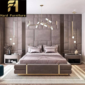 <span class=keywords><strong>Letto</strong></span> King Size Moderno di Lusso con <span class=keywords><strong>Testiera</strong></span> Grande Design Modulare Rivestito in <span class=keywords><strong>Tessuto</strong></span> Garanzia 10 Anni per Casa Hotel e Villa - Product Image 2