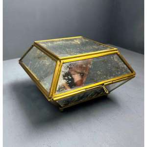 Decorative <b>Jewellery</b> <b>Box</b> made with Brass & mirror used for jewelry showcase & storage Supplier from India - Product Image 3