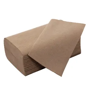 Toptan kahverengi geri dönüşümlü 150 adet katlanmış el kurutma kağıt havlu doku