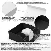 Ensemble de maquillage et de soins de la peau de luxe sur mesure noir et blanc, boîte rigide pliable à fermeture magnétique avec insert