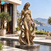 Sculpture élégante de dame en bronze, moulage à la cire perdue, statue personnalisée de figure féminine, décoration extérieure durable pour hôtel, villa, jardin, place publique