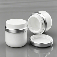 Ensemble de flacons en verre blanc pour emballage cosmétique avec bouchon à anneau argenté, logo personnalisé pour marque, étiquette privée, sérum, lotion