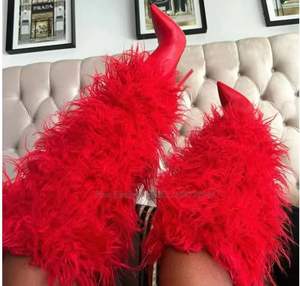 Meşgul kız RY9505 Stiletto topuklu kürk çizmeler sıcak moda yüksek topuk çizmeler kadınlar için sonbahar ve kış yeni sivri yüksek bayanlar çizmeler - Product Image 6