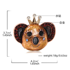 Broche de Moda con Diseño de Koala y Corona, Adornado con Cristales, para Fiestas, Bodas, <span class=keywords><strong>Bolsos</strong></span> Estudiantiles, Accesorios de Ropa Unisex - Product Image 5