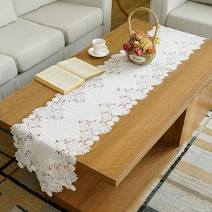 Jacquard Floral Christmas Weddings Banquet Home Lace Table <strong>Runner</strong> 100% Cotton <strong>Washable</strong> for Sale - Product Image 4