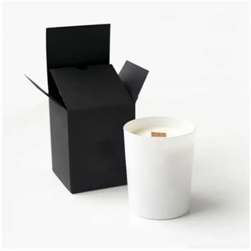 Оптовая продажа коробка с рамкой для матовых черных квадратных складных упаковочных коробок для свечей и белых свечей с логотипом на заказ