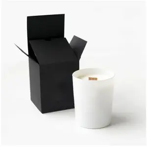 wholesale box with border for matte black square fold candle packaging boxs and white candles custom logo