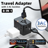 Adaptateur de voyage universel Worldplug 3AC GaN 70W multi-prises internationales pour ordinateur portable et tablette