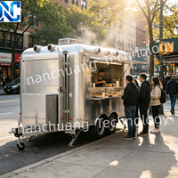Remorque de cuisine mobile style argenté, remorque de vente de nourriture personnalisable pour hamburgers, café et en-cas