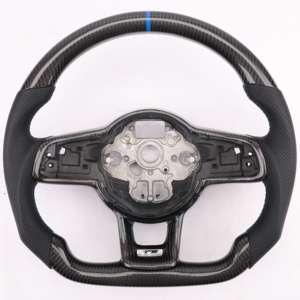 Volant personnalisé en fibre de carbone 3K véritable pour VW <span class=keywords><strong>Golf</strong></span> <span class=keywords><strong>7</strong></span> MK7 GTI R Lamando GTS, cuir Alcantara/Nappa, anneau de couture personnalisé - Product Image 5