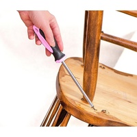 Kit de tournevis rose à tête plate Phillips en chrome 6 pièces avec poignée en plastique et sac à outils OEM pour femmes