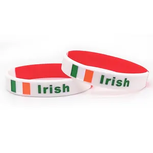 Wholesale Silicone Wristband Suppliers Custom Logo 2Mm Irish Flag Silicone Bracelet