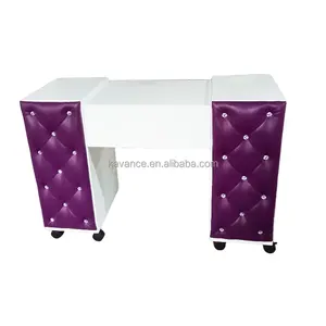 Moderner Metall-Salon-Nageltisch mit Rosa Lederbezug, Abluftventilator und 300 KG Tragfähigkeit für Nagelstudios - Product Image 2