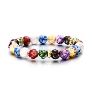 7 Chakras Reiki Healing Stone Bracelet Yoga Balance Energy Imitate Volcanic Stones Beads Handmade Jewelry Beaded Bracelets