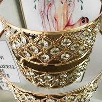 Plateau rond en cristal plaqué or de style européen, ensemble de plateaux à gâteaux pour la décoration de table de dessert de mariage