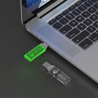 UM69 akrilik USB, pena Drive usb ramping dengan logo LED kustom 2.0 3.0 Mini akrilik 8Gb 16Gb 32G 64Gb 128Gb